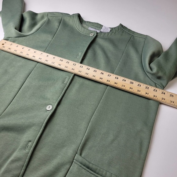 Blair Women's Sweater Green Large Button Front Pockets Soft Casual Long  Line - Picture 9 of 11